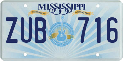MS license plate ZUB716