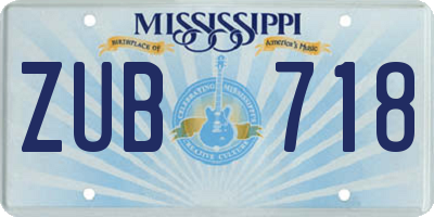 MS license plate ZUB718