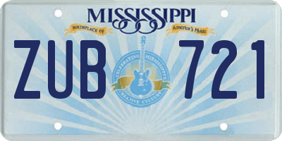 MS license plate ZUB721