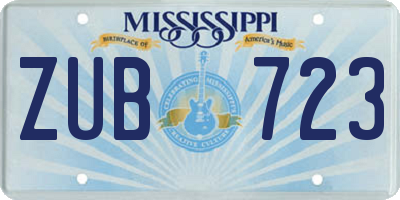 MS license plate ZUB723