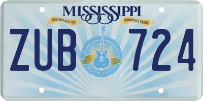 MS license plate ZUB724