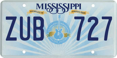 MS license plate ZUB727