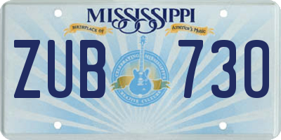 MS license plate ZUB730