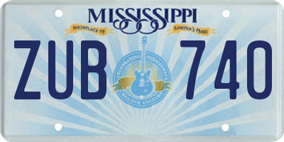MS license plate ZUB740