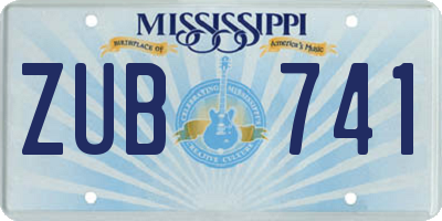 MS license plate ZUB741