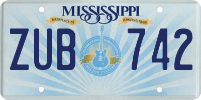 MS license plate ZUB742