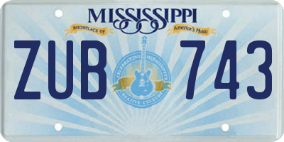 MS license plate ZUB743