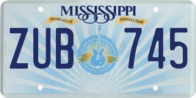 MS license plate ZUB745