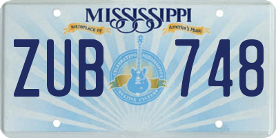 MS license plate ZUB748