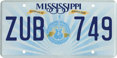 MS license plate ZUB749