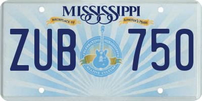 MS license plate ZUB750