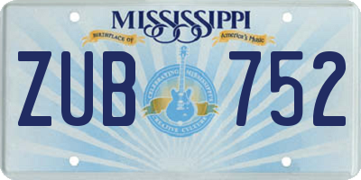 MS license plate ZUB752