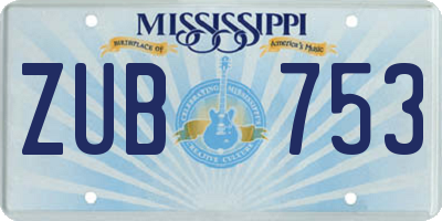 MS license plate ZUB753