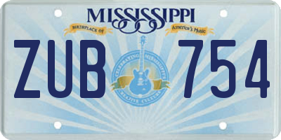 MS license plate ZUB754