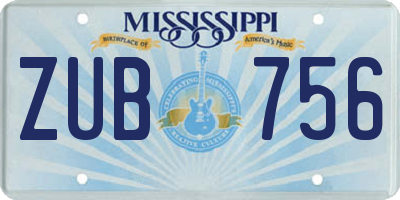 MS license plate ZUB756