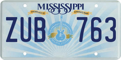 MS license plate ZUB763