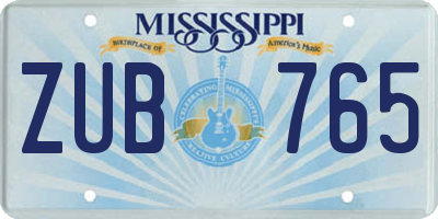 MS license plate ZUB765