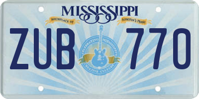 MS license plate ZUB770