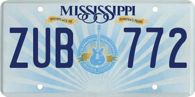 MS license plate ZUB772