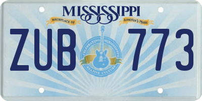 MS license plate ZUB773