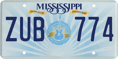 MS license plate ZUB774