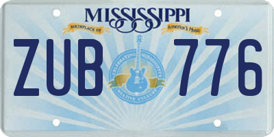 MS license plate ZUB776