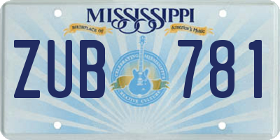 MS license plate ZUB781