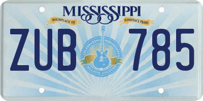 MS license plate ZUB785