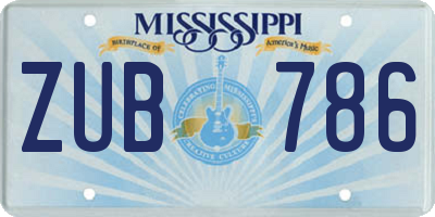 MS license plate ZUB786