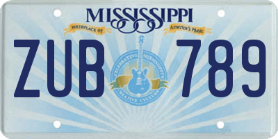 MS license plate ZUB789