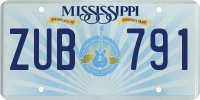 MS license plate ZUB791