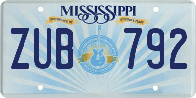 MS license plate ZUB792