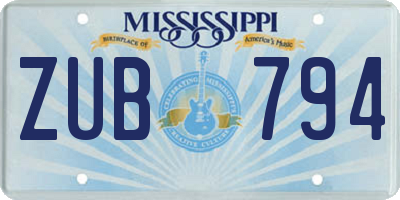 MS license plate ZUB794