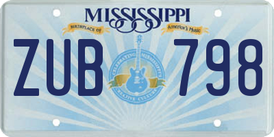 MS license plate ZUB798