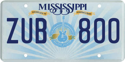 MS license plate ZUB800
