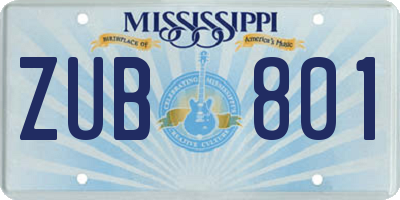 MS license plate ZUB801