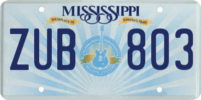 MS license plate ZUB803