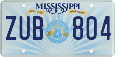 MS license plate ZUB804