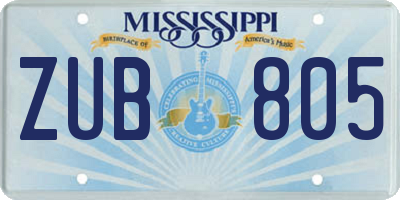 MS license plate ZUB805