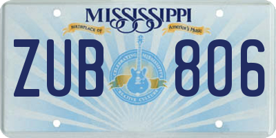 MS license plate ZUB806