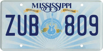 MS license plate ZUB809