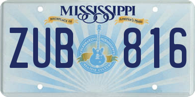 MS license plate ZUB816
