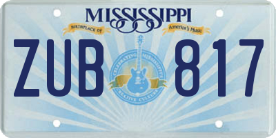 MS license plate ZUB817