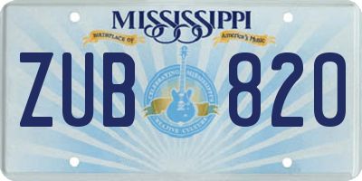 MS license plate ZUB820