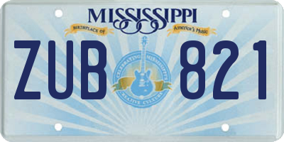 MS license plate ZUB821