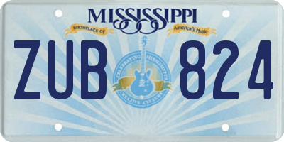MS license plate ZUB824