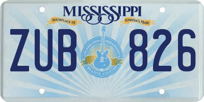 MS license plate ZUB826