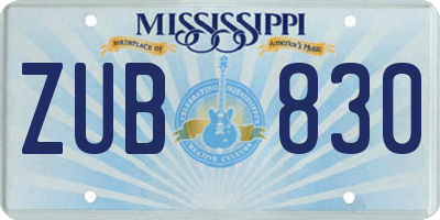 MS license plate ZUB830