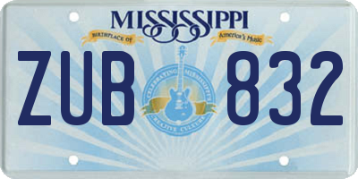 MS license plate ZUB832