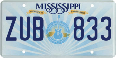 MS license plate ZUB833